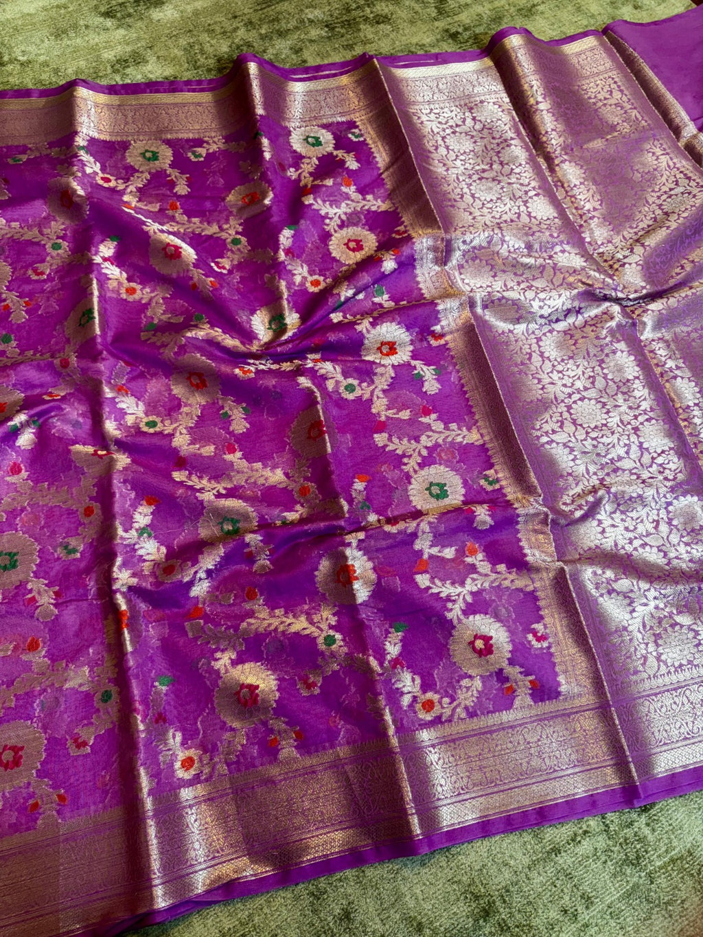 Banarasi Georgette Soft Silk Saree with Meena Jaal Weaving - BGSMJL1