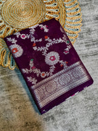 Banarasi Georgette Soft Silk Saree with Meena Jaal Weaving - BGSMJM1