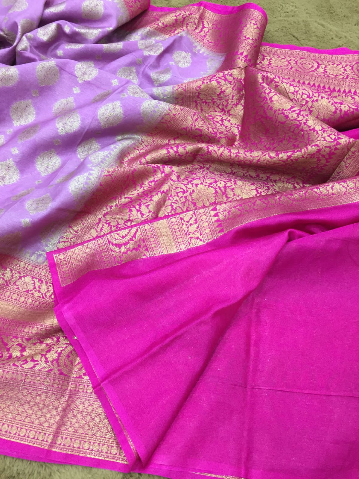Banarasi Soft Munga Silk Saree with All-Over Butta Design - ABMS003