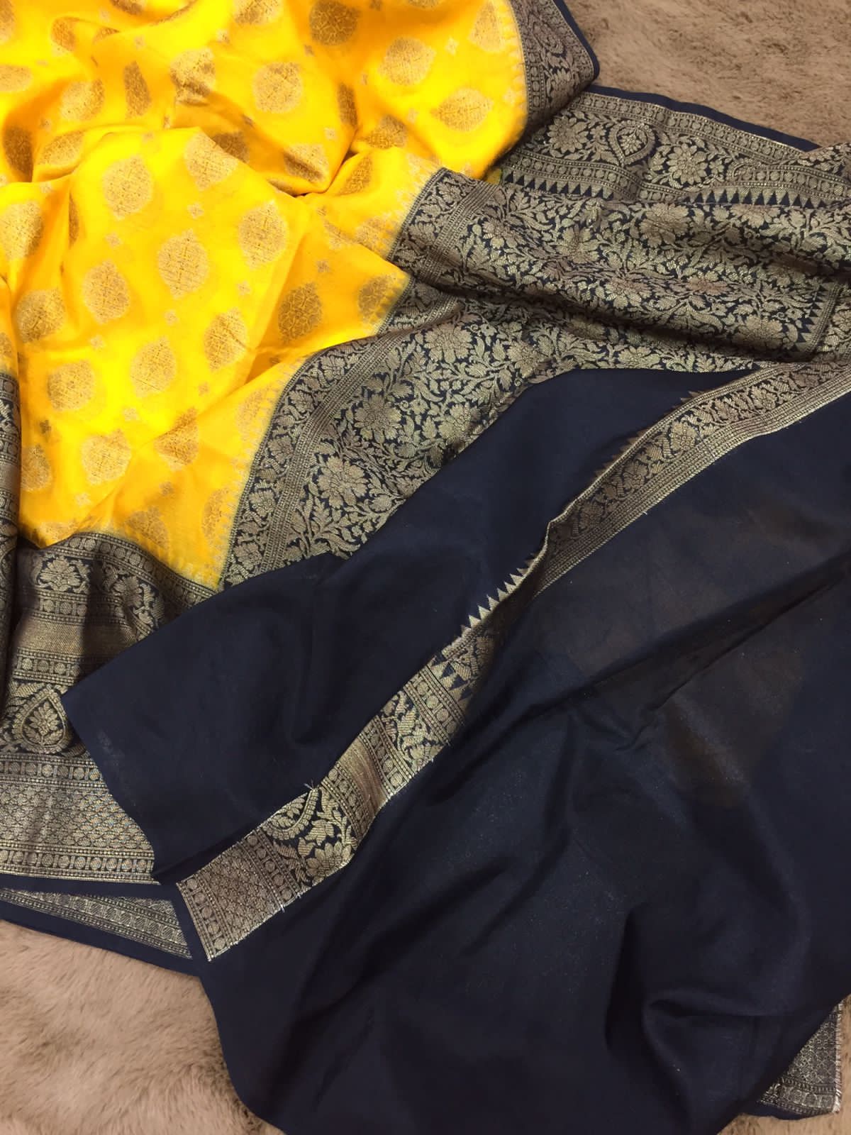 Banarasi Soft Munga Silk Saree with All-Over Butta Design - ABMS001