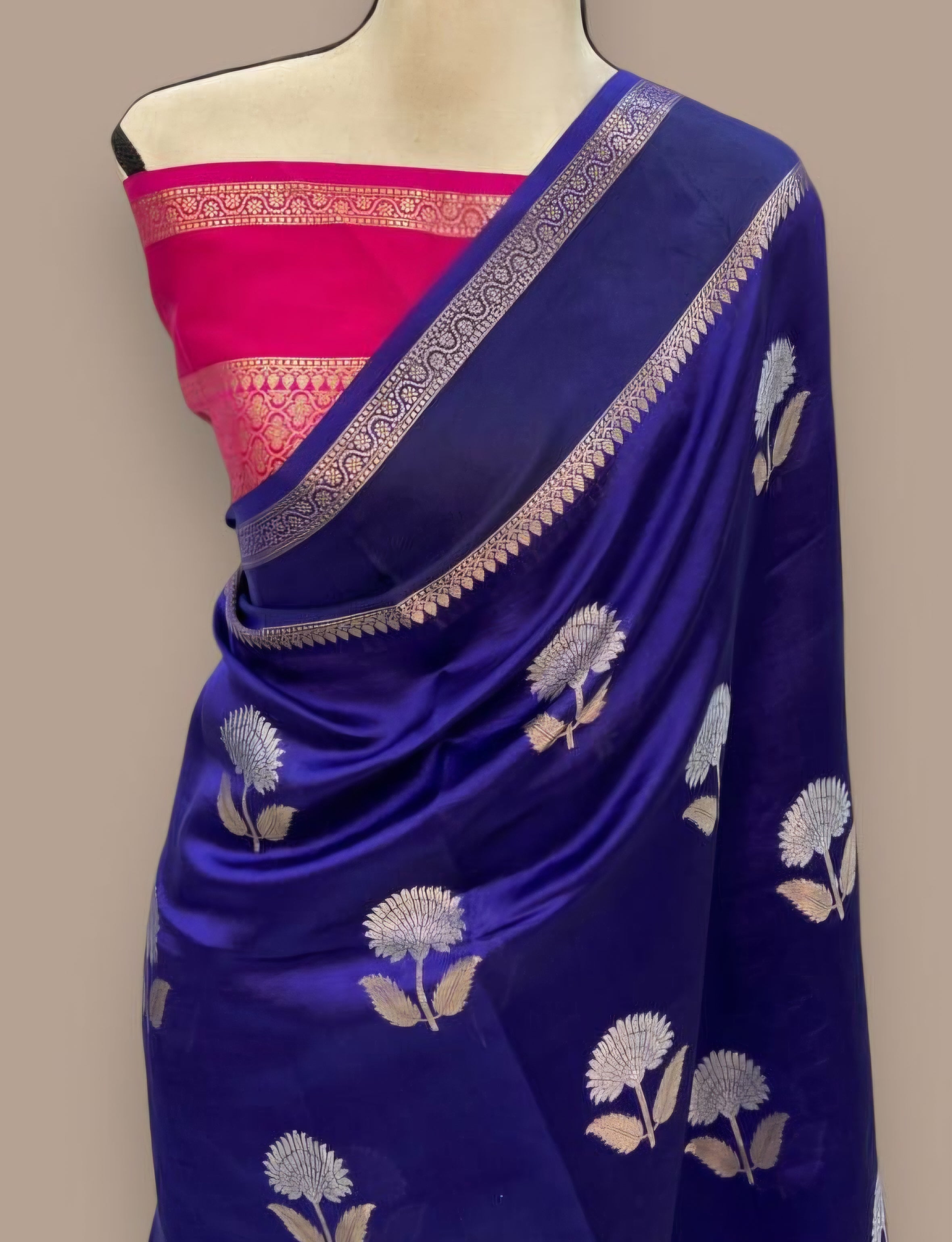 Banarasi Soft Katan Silk Saree with All-Over Sona Rupa Boota - ABSKSRB4