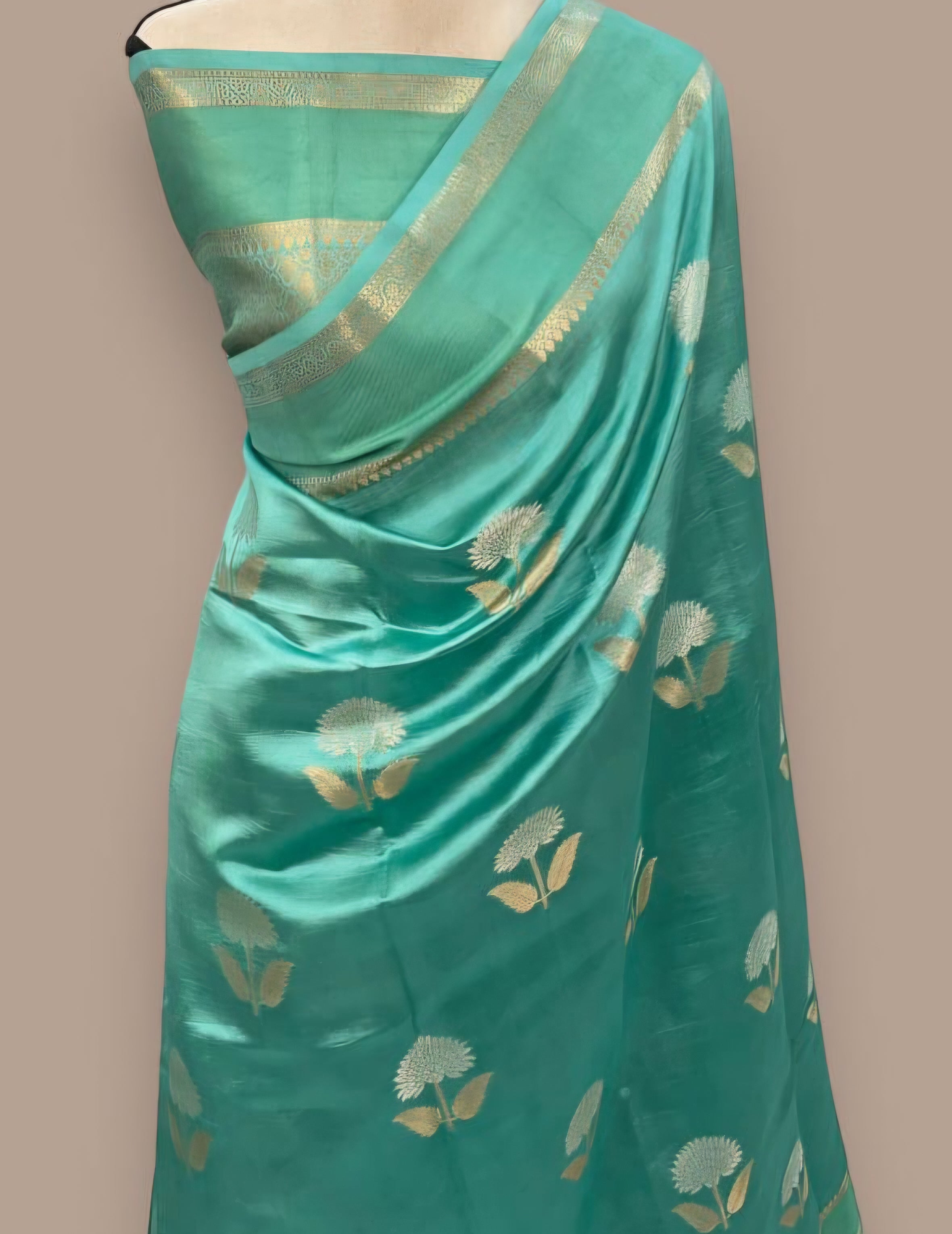 Banarasi Soft Katan Silk Saree with All-Over Sona Rupa Boota - ABSKSRB1