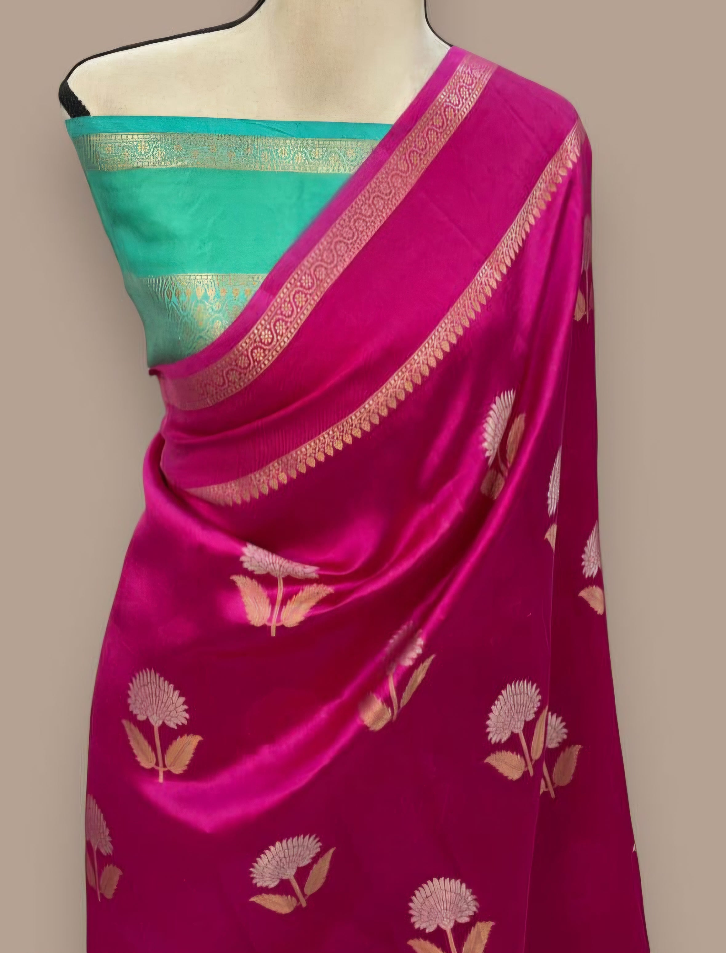 Banarasi Soft Katan Silk Saree with All-Over Sona Rupa Boota - ABSKSRB7