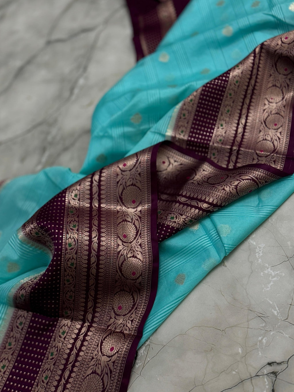 Banarasi Crepe Georgette Silk Saree with Contrast Butta Border - ABCG002