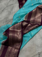 Banarasi Crepe Georgette Silk Saree with Contrast Butta Border - ABCG002