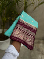 Banarasi Crepe Georgette Silk Saree with Contrast Butta Border - ABCG002