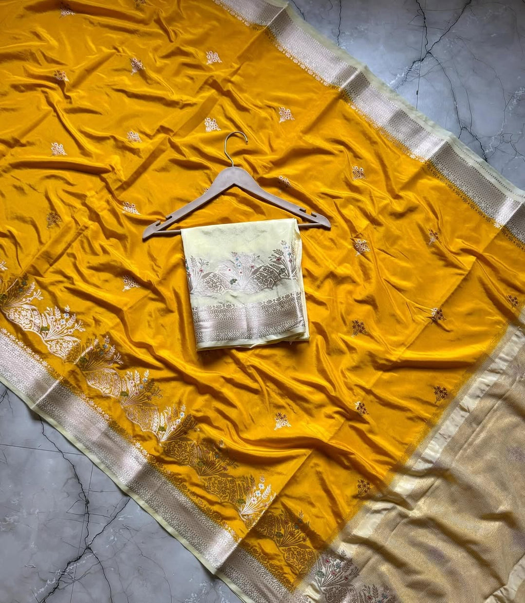 Banarasi Katan Silk with Minakari Border - BKMBY1