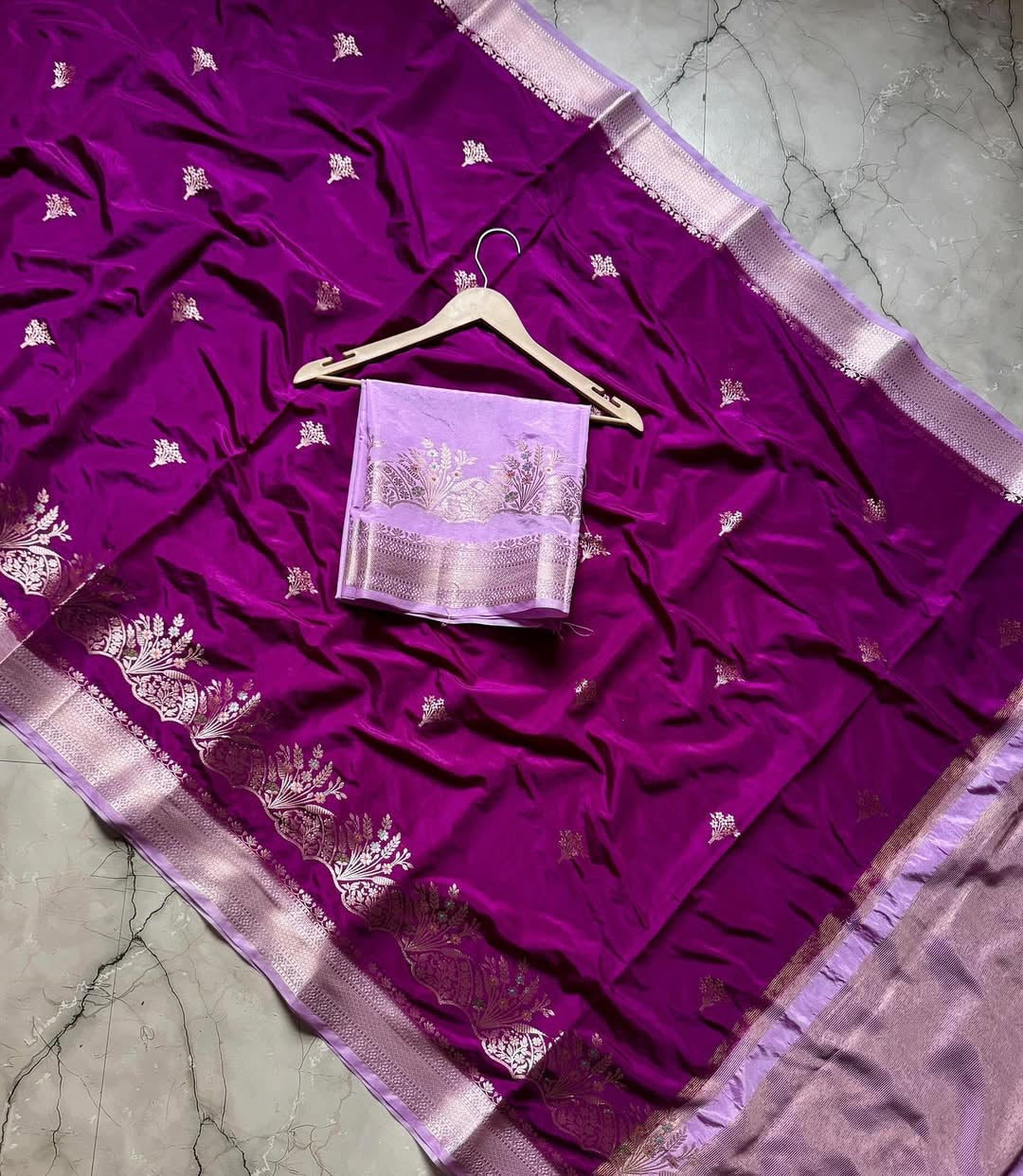 Banarasi Katan Silk with Minakari Border - BKMBP1