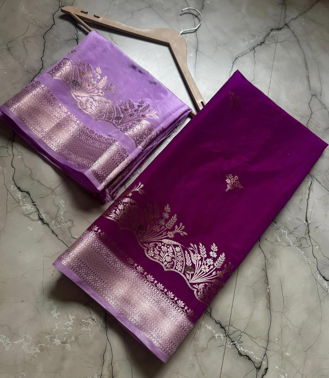 Banarasi Katan Silk with Minakari Border - BKMBP1