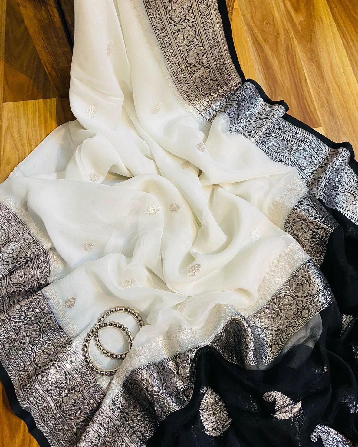 Banarasi Handloom Khaddi Buti Georgette Silk Saree - ABHKBG07