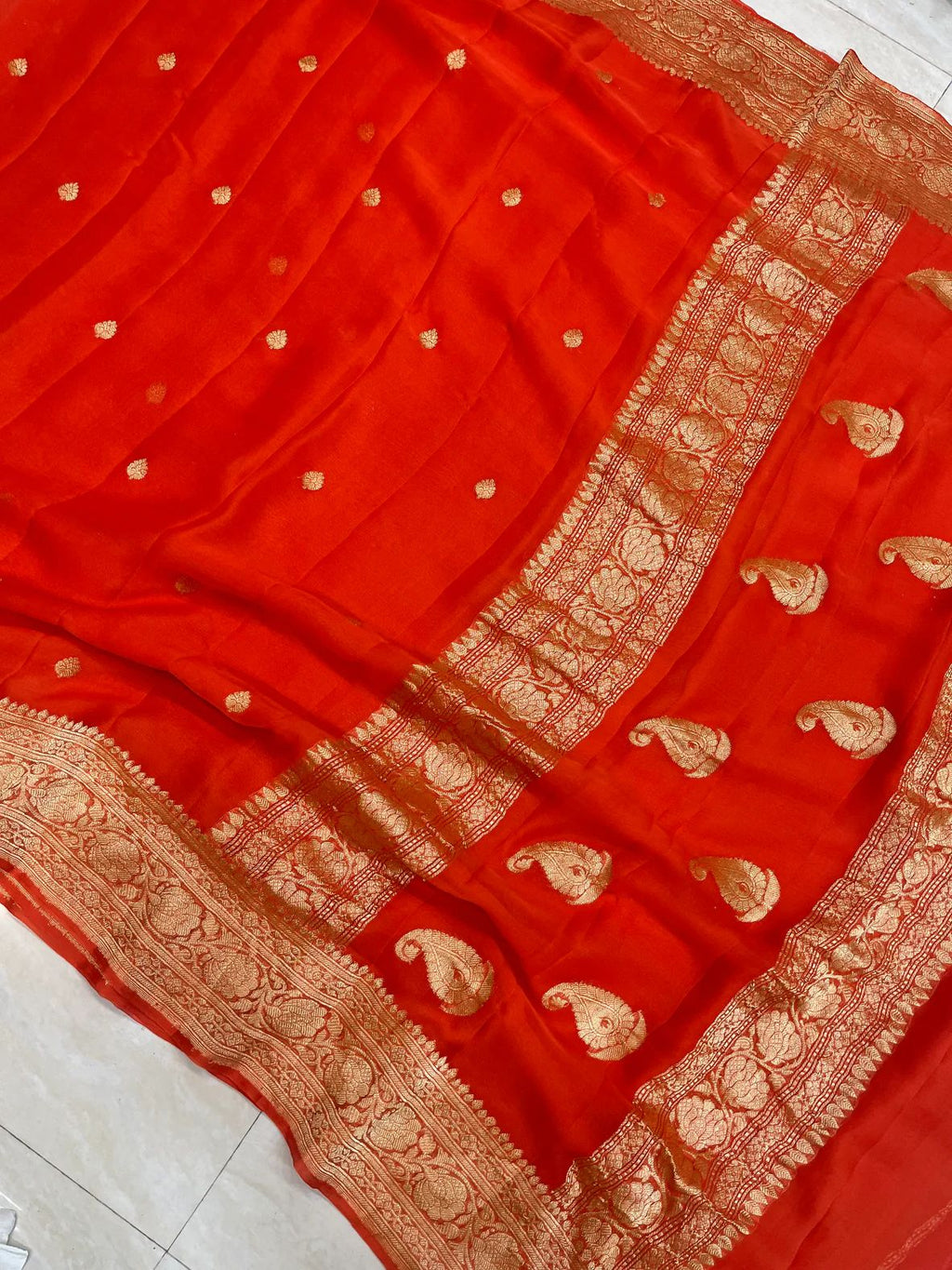 Banarasi Handloom Khaddi Buti Georgette Silk Saree - ABHKBG12