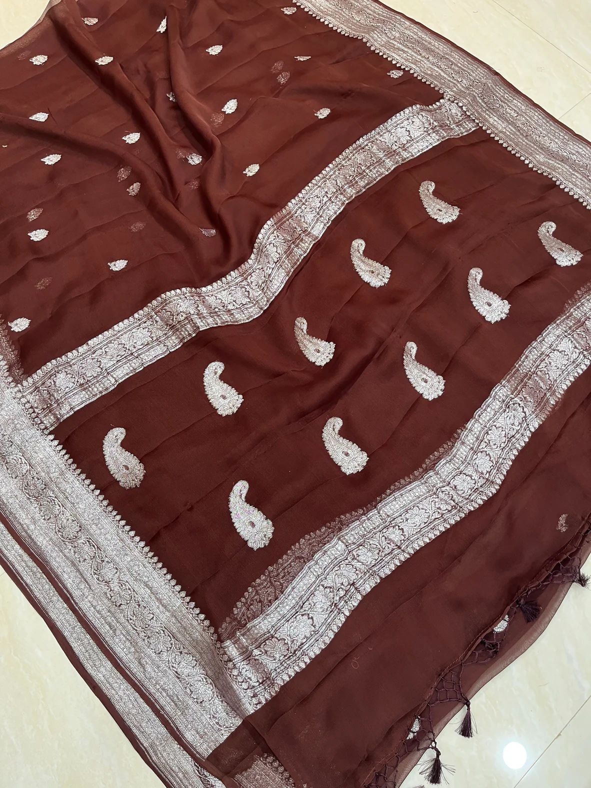 Banarasi Handloom Khaddi Buti Georgette Silk Saree - ABHKBG11