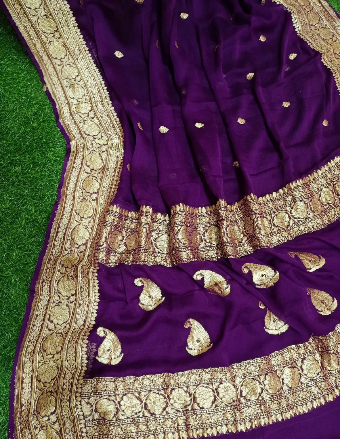 Banarasi Handloom Khaddi Buti Georgette Silk Saree - ABHKBG22