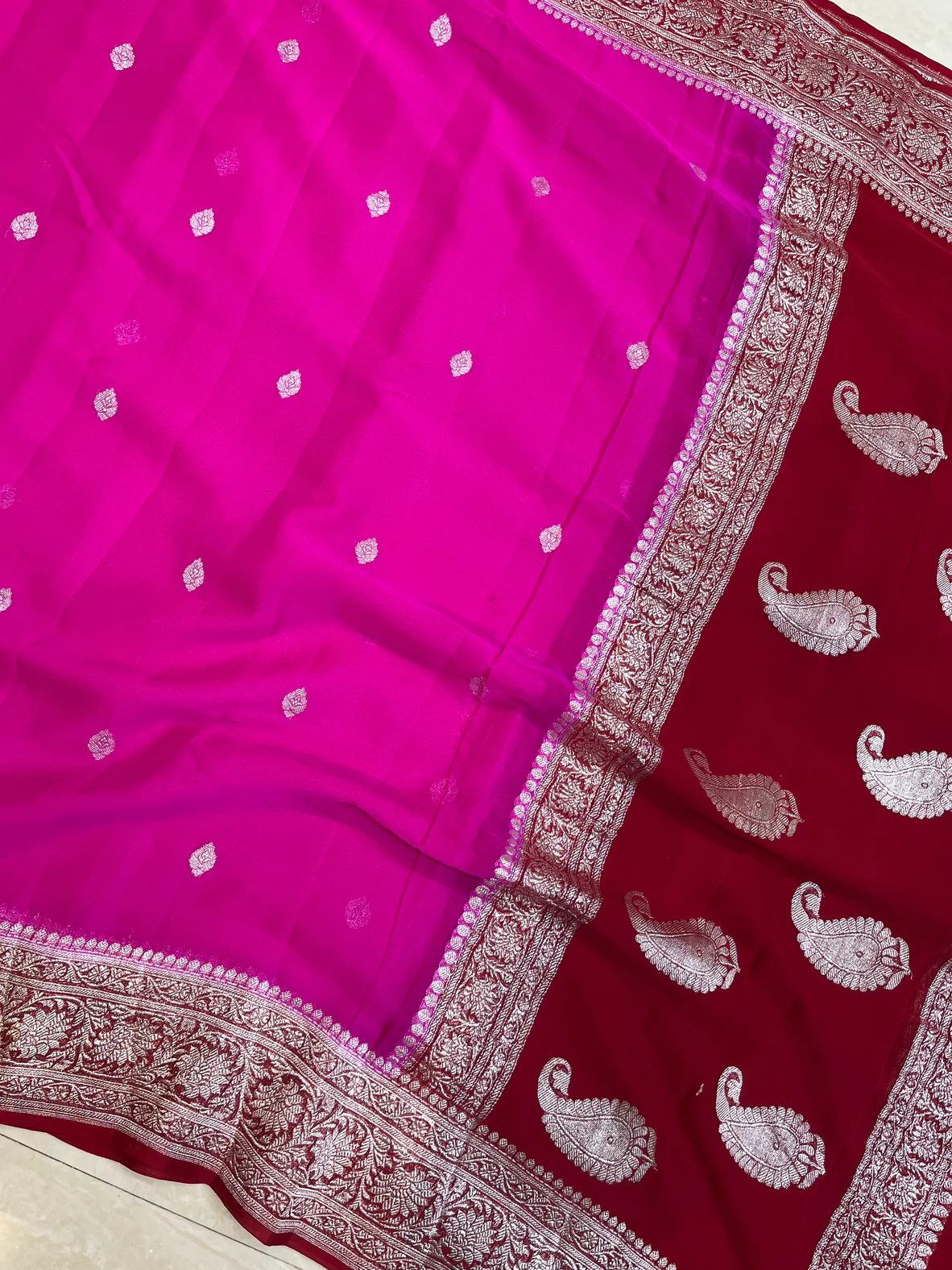 Banarasi Handloom Khaddi Buti Georgette Silk Saree - ABHKBG09