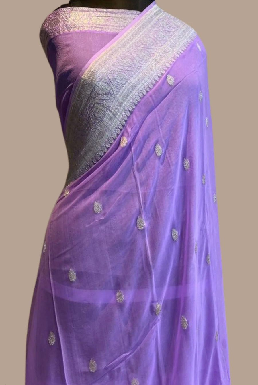 Banarasi Handloom Khaddi Buti Georgette Silk Saree - ABHKBG05