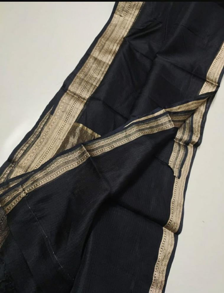 Banarasi Handloom Kota Check Silk Saree with Rose Gold Zari - AHKC014