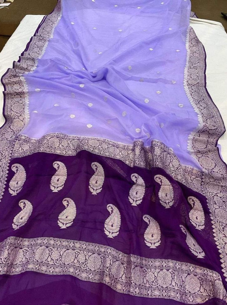 Banarasi Handloom Khaddi Buti Georgette Silk Saree - ABHKBG04