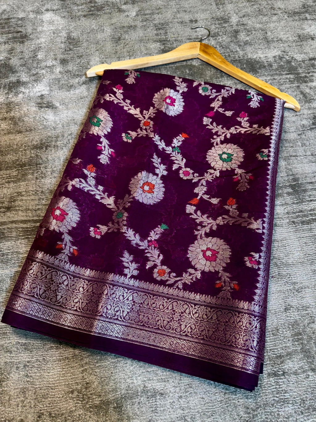 Banarasi Georgette Soft Silk Saree with Meena Jaal Weaving - BGSMJM1