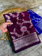 Banarasi Georgette Soft Silk Saree with Meena Jaal Weaving - BGSMJM1