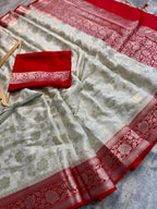 Banarasi Katan Warm Silk Saree with Zari Jangla Weaving -  BAKRW01