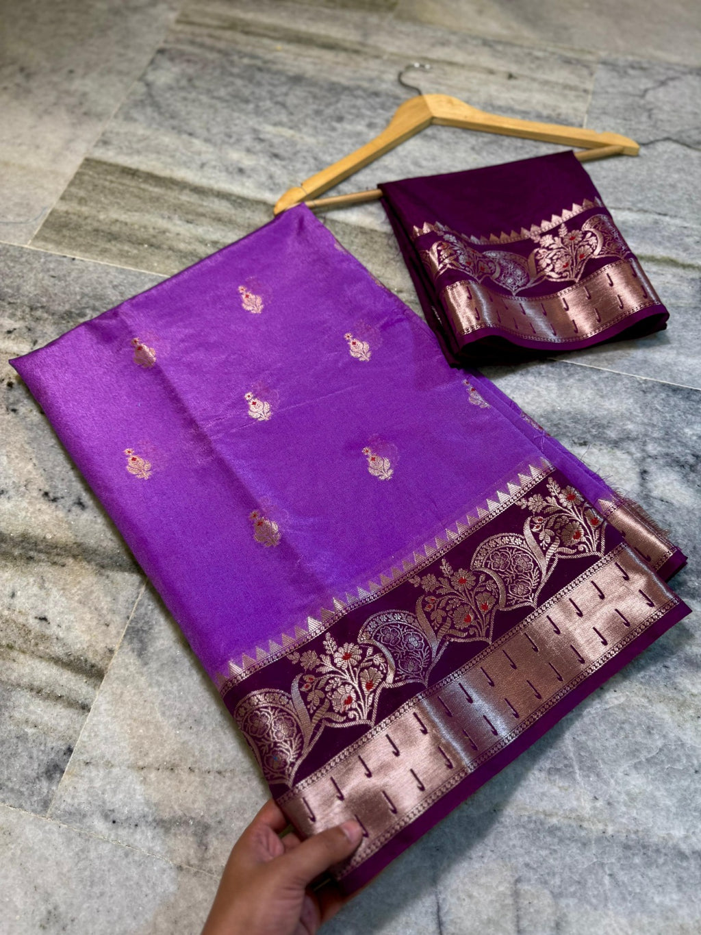 Banarasi Warm Silk Saree with Mina Dar Zari Border - BWSPR01