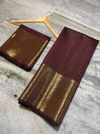 Banarasi Soft Silk Saree with Zari Check Weaving - BSSZCB1