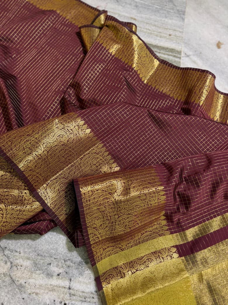 Banarasi Soft Silk Saree with Zari Check Weaving - BSSZCB1