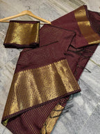Banarasi Soft Silk Saree with Zari Check Weaving - BSSZCB1