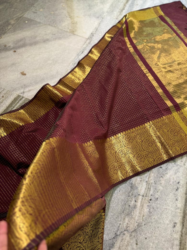Banarasi Soft Silk Saree with Zari Check Weaving - BSSZCB1