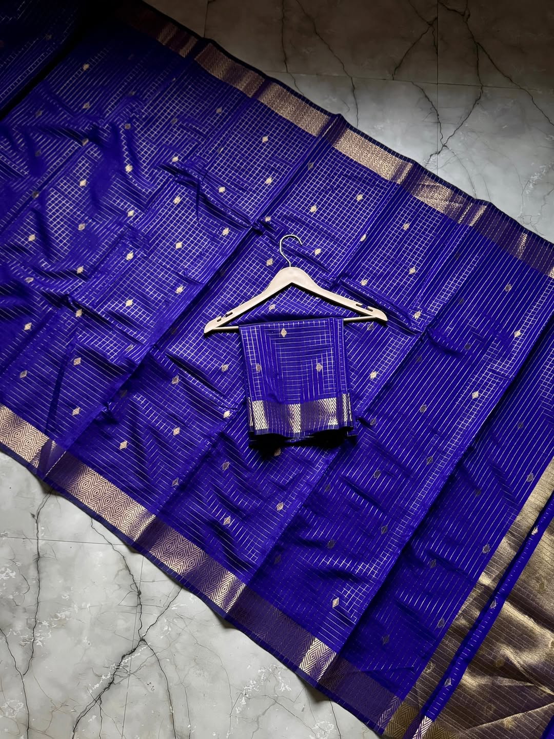 Banarasi Katan Silk Saree with Zari Check Buti - BKSZCB1