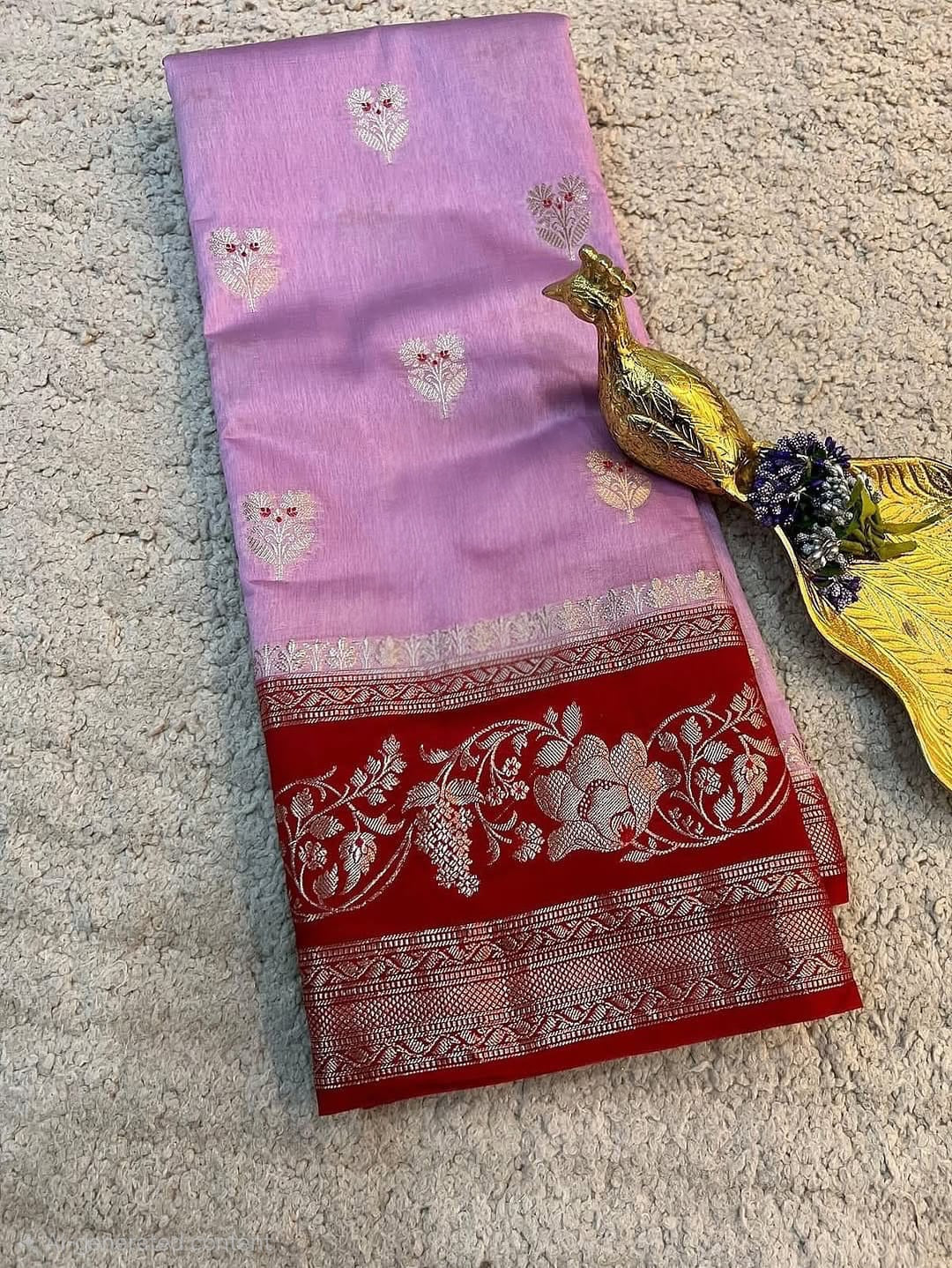 Banarasi Handloom Raw Mango Semi Silk Saree - ABRM002