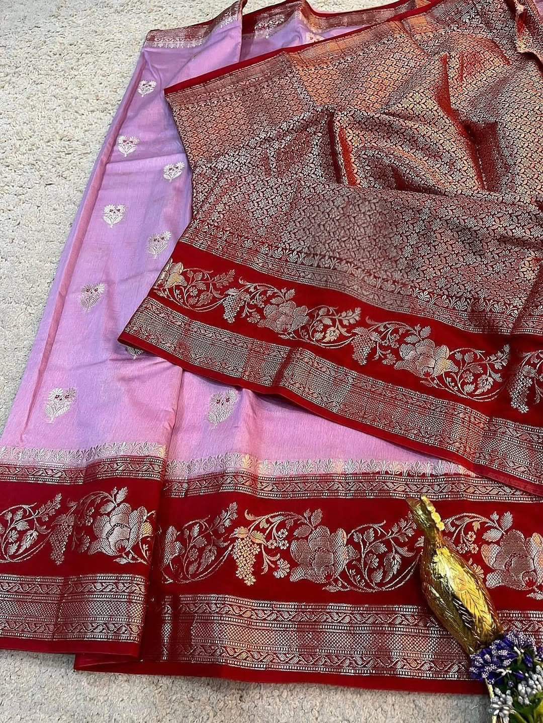 Banarasi Handloom Raw Mango Semi Silk Saree - ABRM002