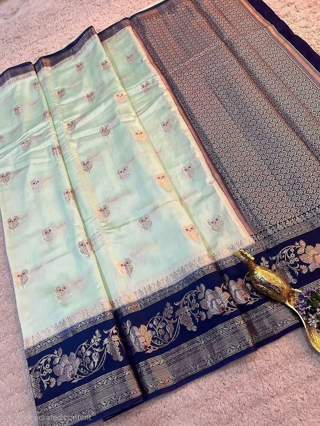 Banarasi Handloom Raw Mango Semi Silk Saree - ABRM003