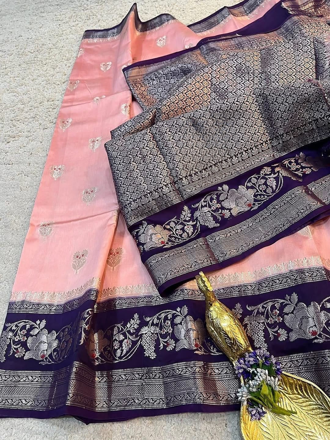 Banarasi Handloom Raw Mango Semi Silk Saree - ABRM005