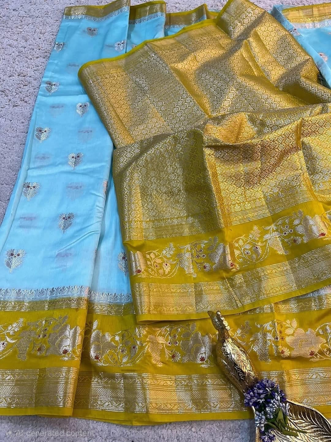 Banarasi Handloom Raw Mango Semi Silk Saree - ABRM006