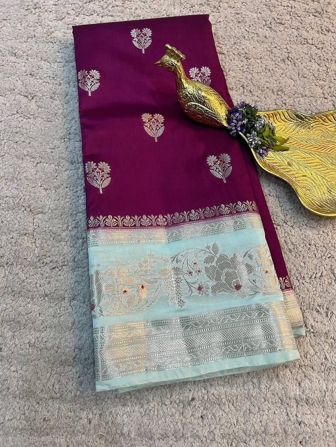 Banarasi Handloom Raw Mango Semi Silk Saree - ABRM001