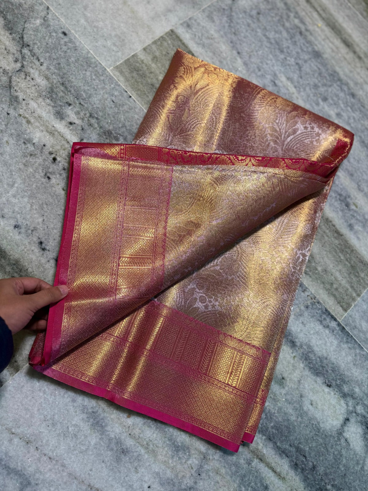 Banarasi Tissue Silk Saree with Zari Flower Weaving - BTSZFP01
