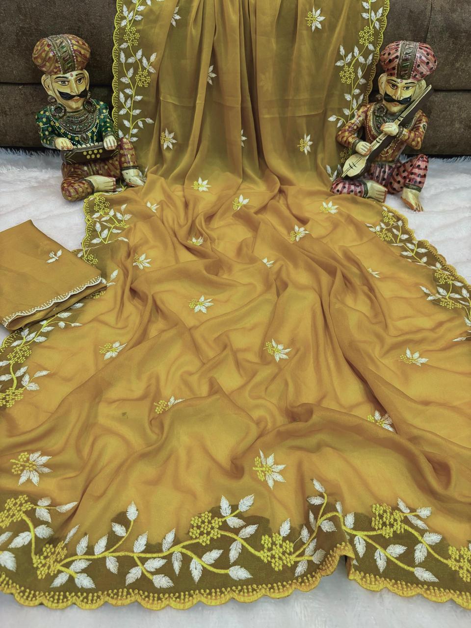 Georgette Saree with C Pallu embroidery- BAAGYL4