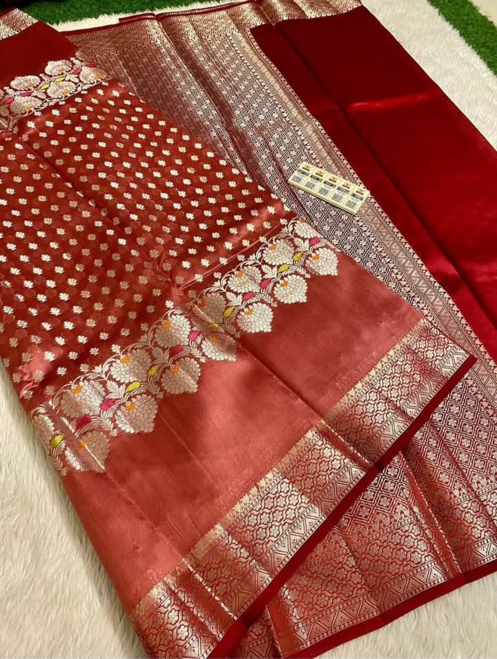 Banarasi Viscose Silk Saree with Alfi Butta Weaving - BVSAFO3
