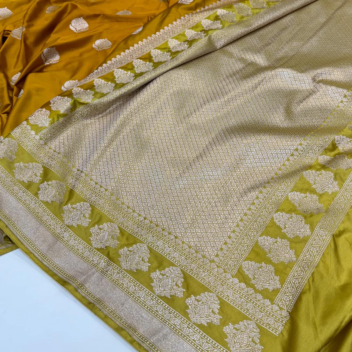 Banarasi Mashru Silk Saree with Booti Motifs - ABMBM03