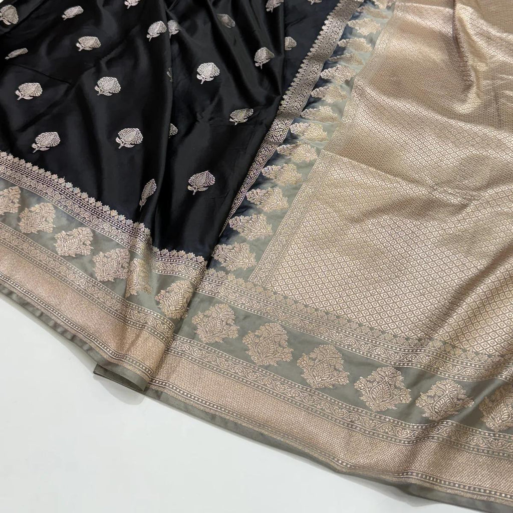 Banarasi Mashru Silk Saree with Booti Motifs - ABMBM01