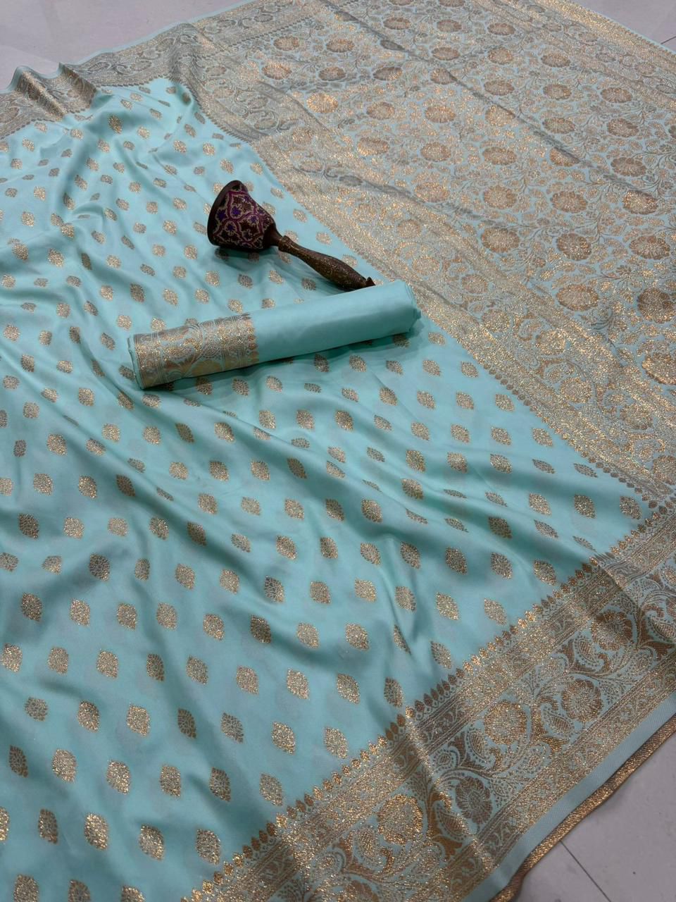 Banarasi Silk Saree with Original Gold Zari Weaving - BSGZSB1