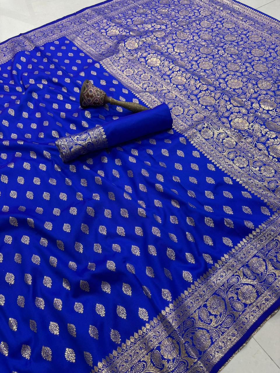 Banarasi Silk Saree with Original Gold Zari Weaving - BSGZRB12