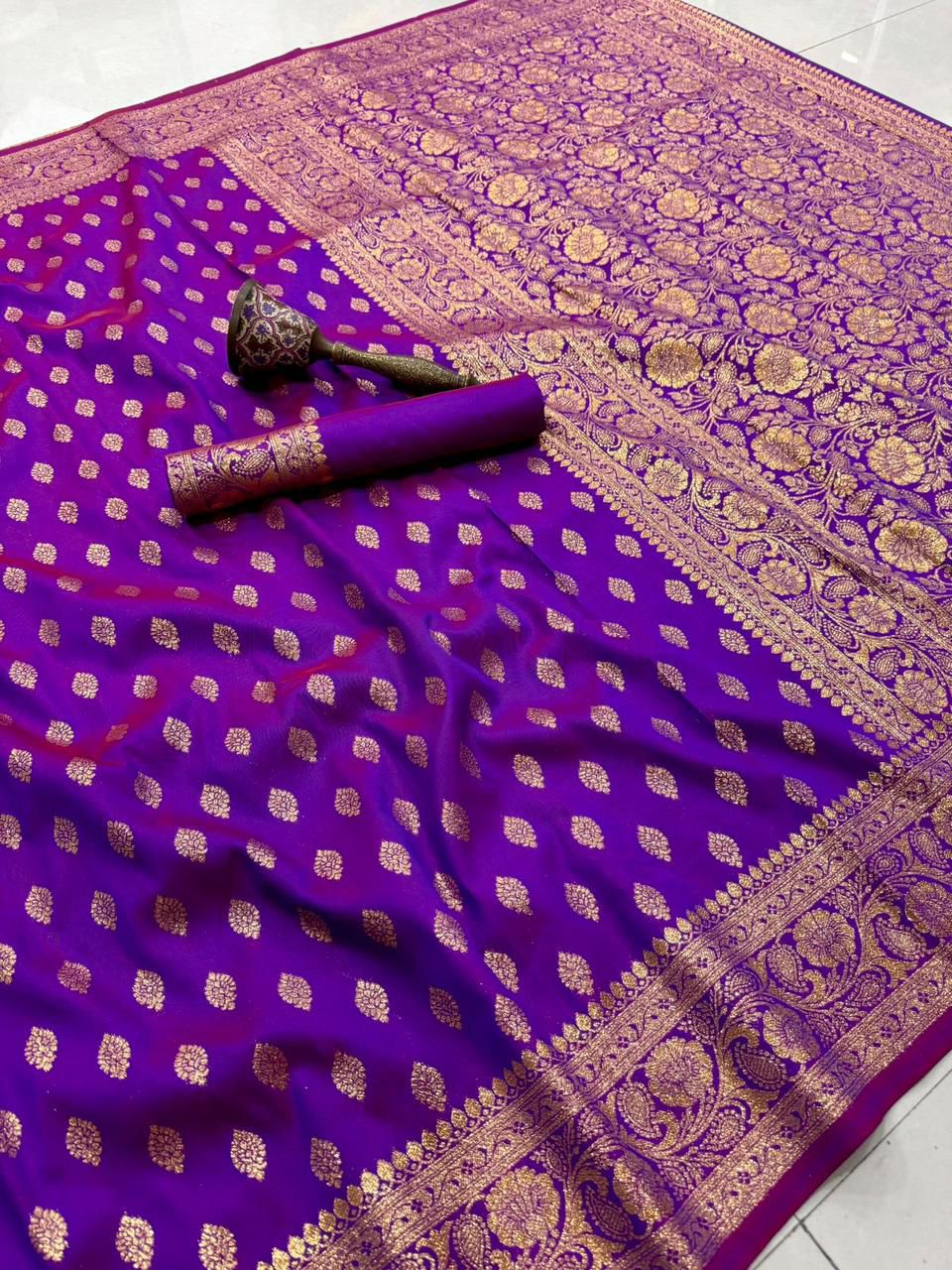 Banarasi Silk Saree with Original Gold Zari Weaving - BSGZPR6