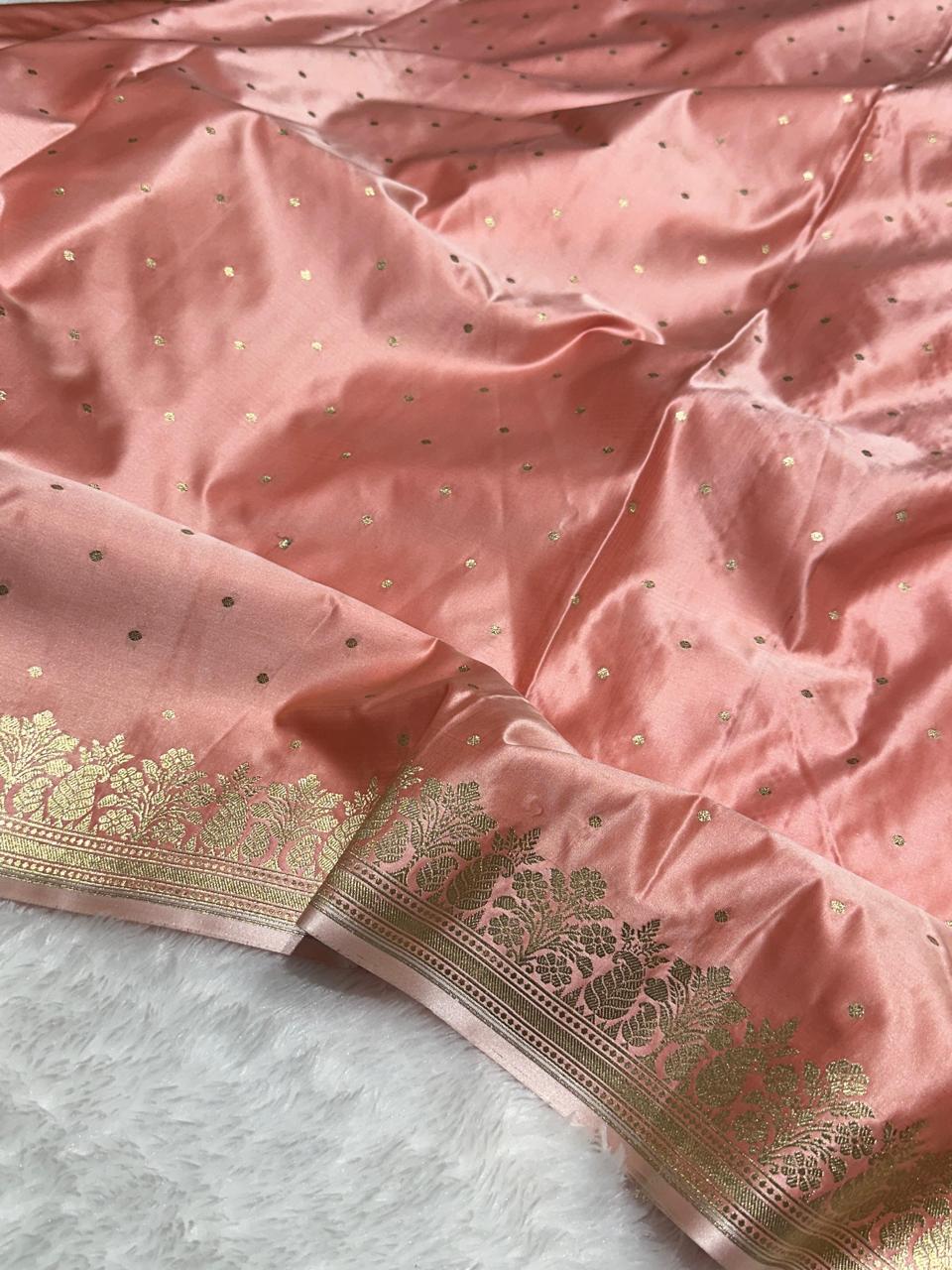 Banarasi Mashru Katan Silk Saree with Butti Zari Weaving - AMKP04