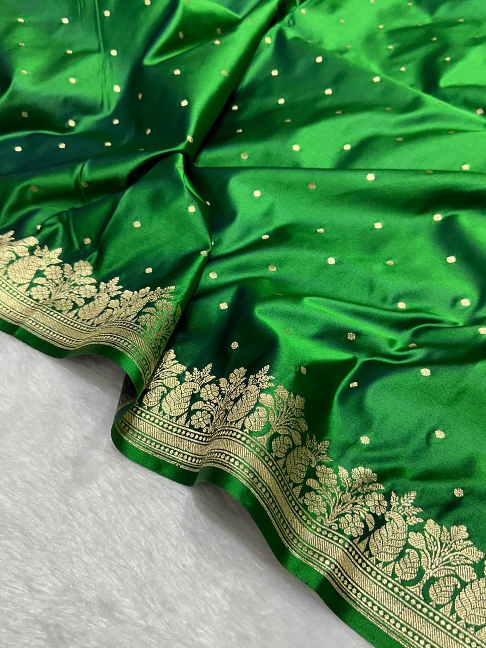 Banarasi Mashru Katan Silk Saree with Butti Zari Weaving - AMKG06
