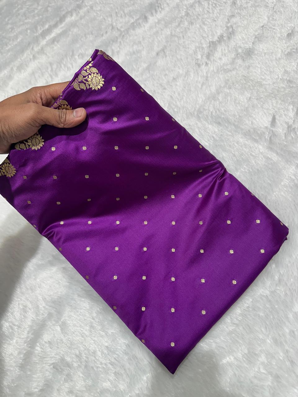 Banarasi Mashru Katan Silk Saree with Butti Zari Weaving - AMKP02