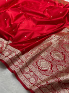 Banarasi Mashru Katan Silk Saree with Butti Zari Weaving - AMKZBR1