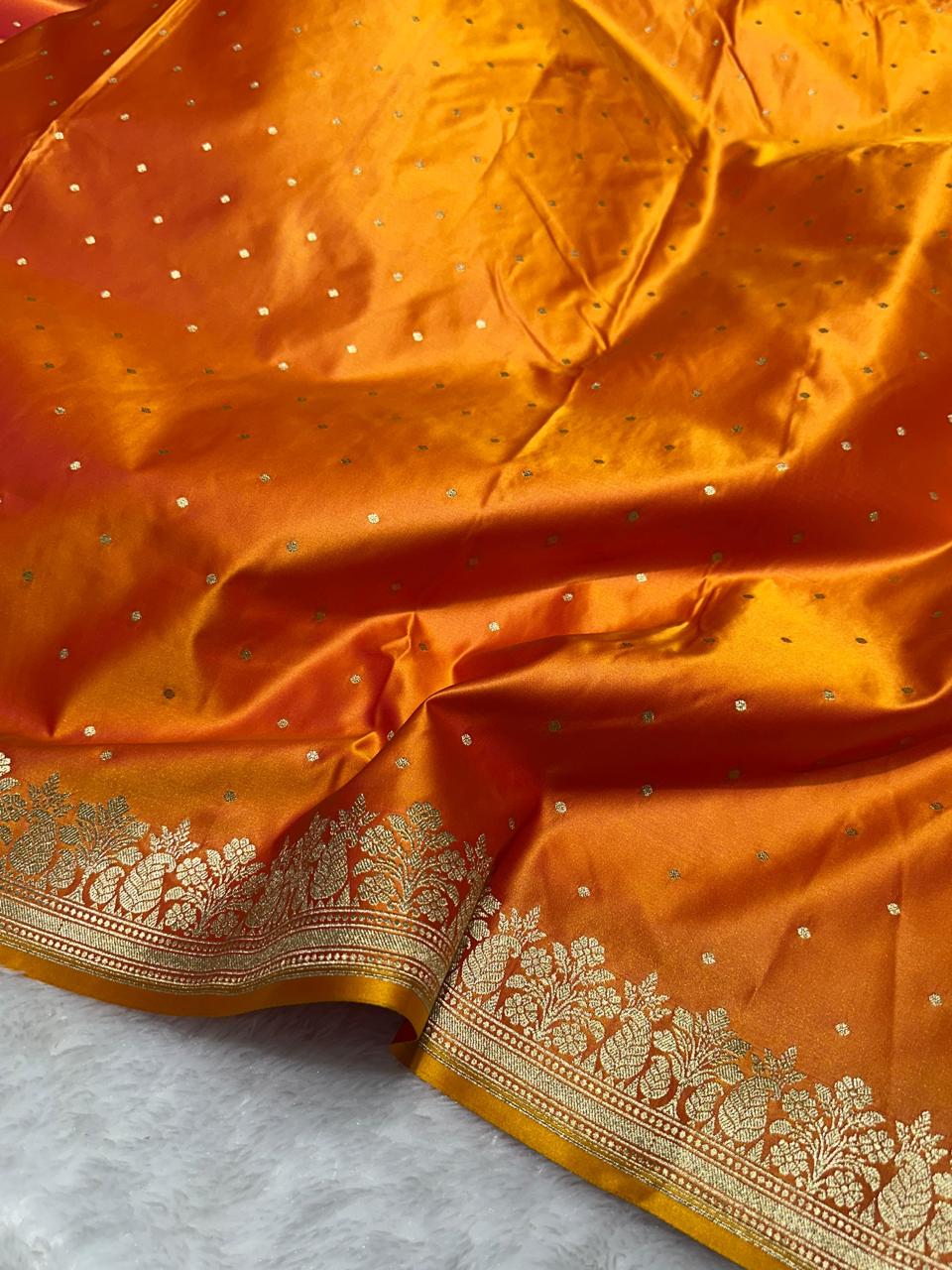 Banarasi Mashru Katan Silk Saree with Butti Zari Weaving - AMKO05