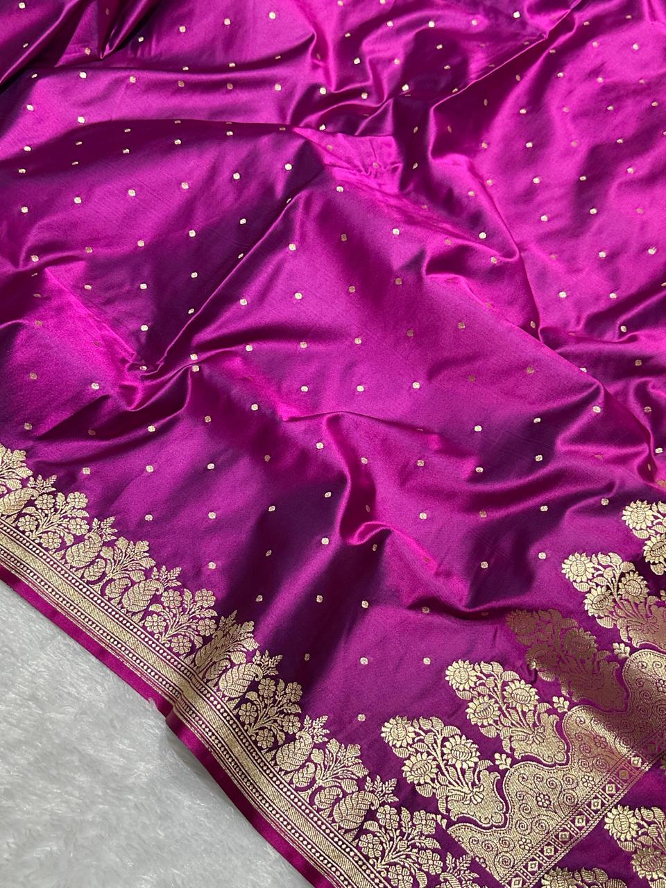 Banarasi Mashru Katan Silk Saree with Butti Zari Weaving - AMKP03